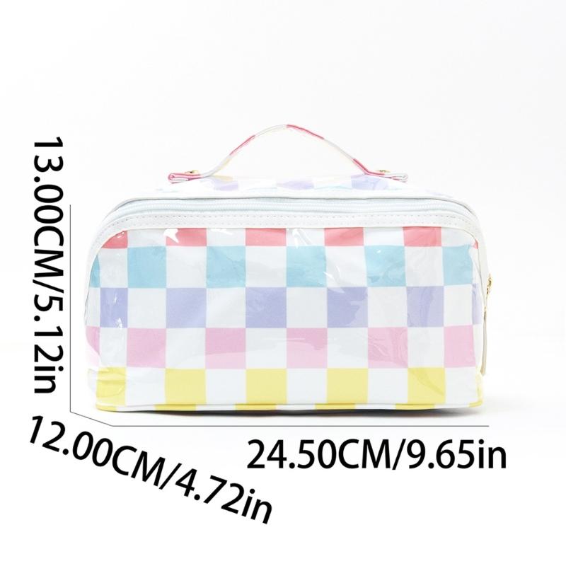 Clear PVC Makeup Case with Carry Handle, Top Closure Toiletry Bag for Bathroom Counter, Daily Packing, Home Use