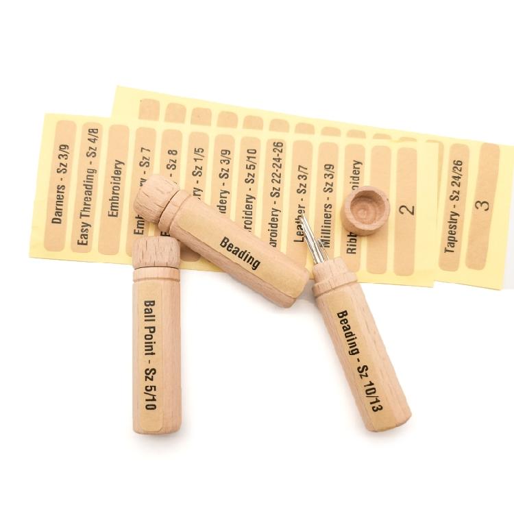 8Pcs Wooden Needle Storage Tubes with Labels for Sewing Pins Knitting Needles