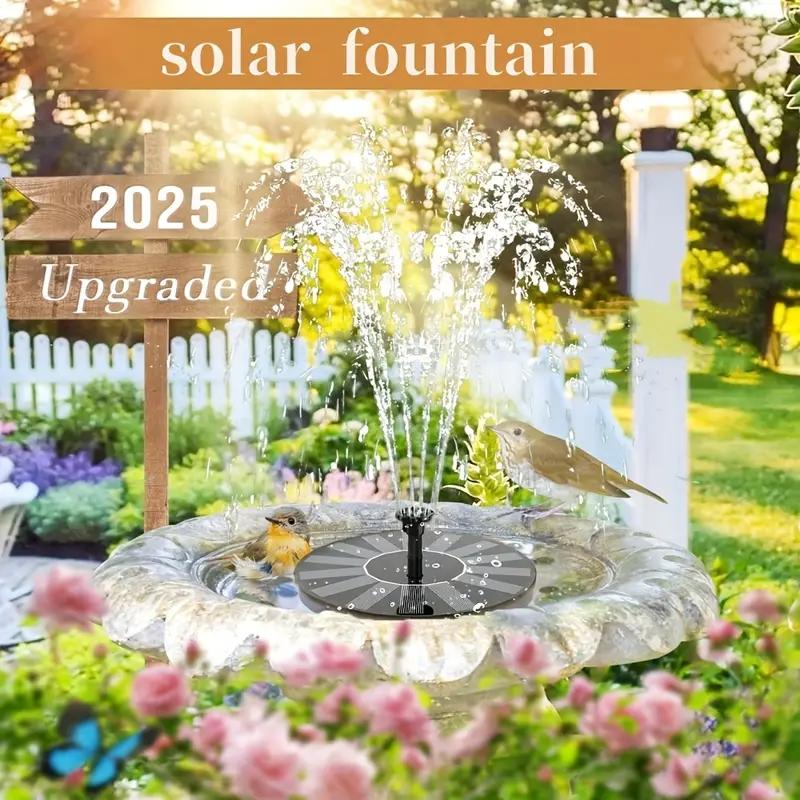 1.2W/1.4W Outdoor Solar Fountain with 6 Nozzle  Suitable for  Bird Bath Garden Fish Tank Pond Swimming Pool Garden Decoration