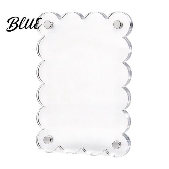 Magnetic Picture Display Holder 1/10 Pairs Clear Acrylic Photo Frame Magnet for Fridge Instant Photos Frames with Scalloped Edges Refrigerator