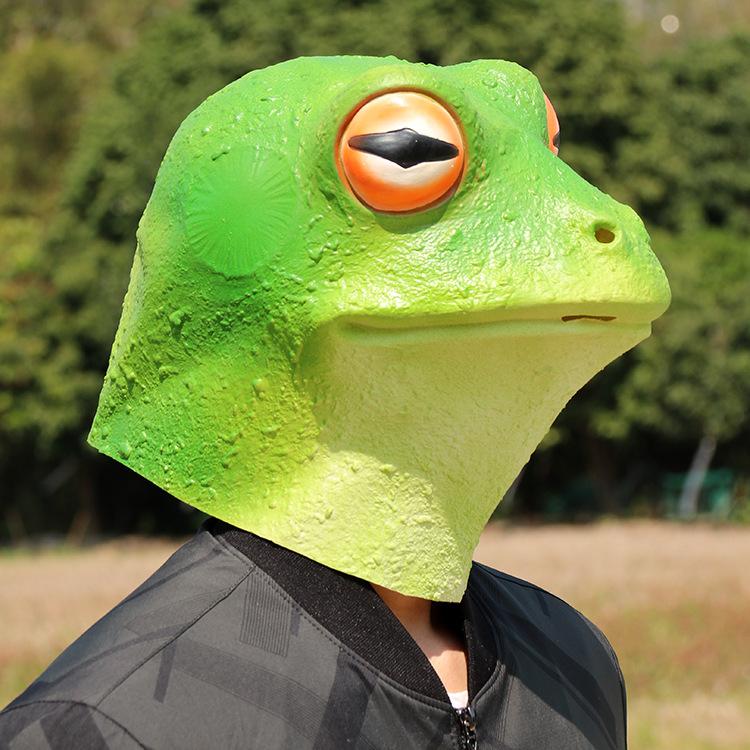 Halloween frog headgear, funny animal mask, live broadcast ghost face, film and television performance props, stage performance supplies