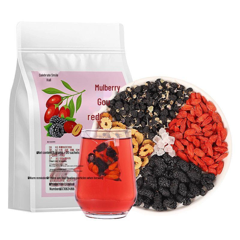 Black Goji Berry Mulberry Red Date Tea - Recovery Qi and Blood Flower Tea Blend