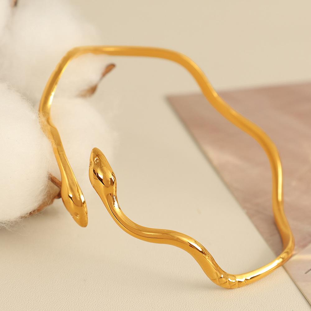 Spirit Snake Design Bracelet Girls Premium Sense Curve Bracelet Stainless Steel Opening Bracelet