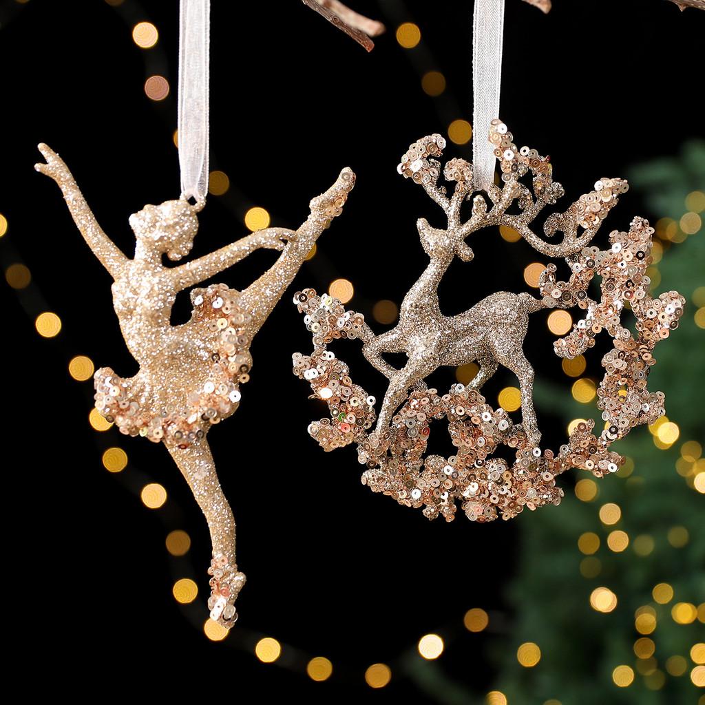 Christmas Scene Decor With Pc Snowflake And Reindeer Ornaments For Holiday Party