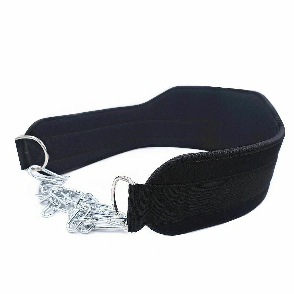 With Chain Thick Neoprene Pull Up Weight Lifting Belt Protector Strap Dipping Belt Waist Support