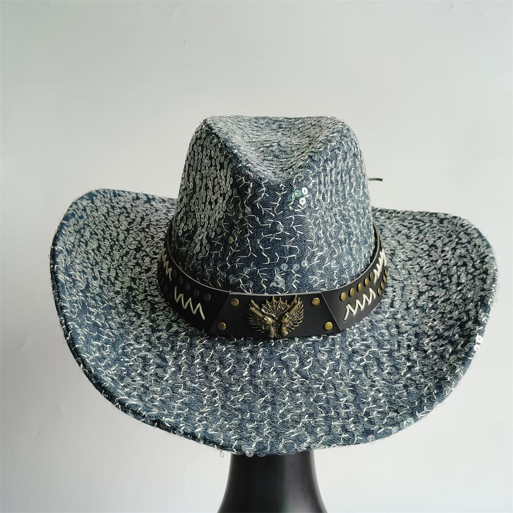 Cappello da Cowboy Patchwork di Denim Uomo Donna cappello di tela unisex cappello da cowboy retrò festa palco sombrero vaquero cappelli dandy gorras