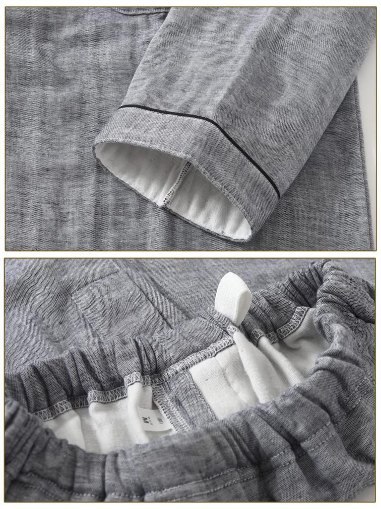 Kaituck Family SUIMIN CARE Made in Long Sizes 3L Men's Pajamas, Japan, Triple-Layer Gauze, 100% Cotton, Sleeve, Spring, Autumn, Winter, S, M, L, LL,