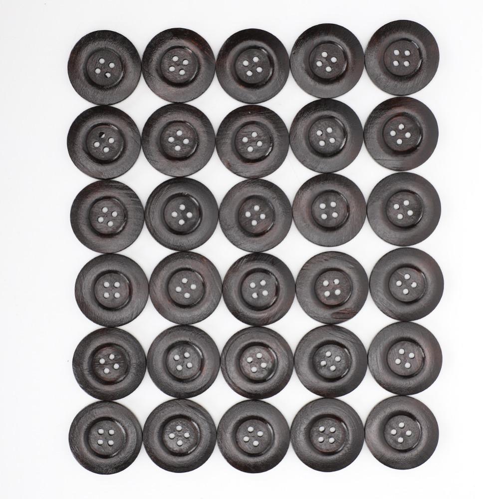 30pcs 40mm Craft Sewing Buttons 4 Holes Round Wood Buttons Vintage Style Coat Buttons  DIY Crafts