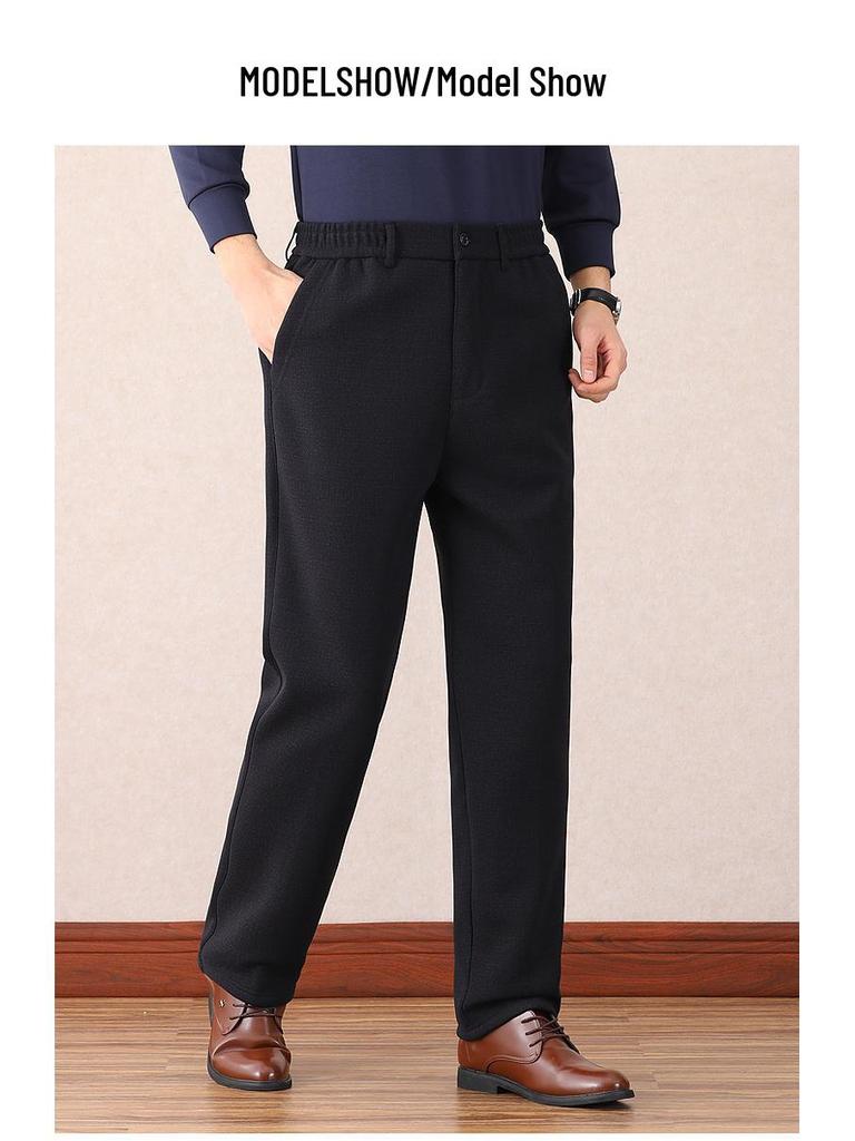 Men's Winter Warm Fleece Pants for Middle-aged and Elderly