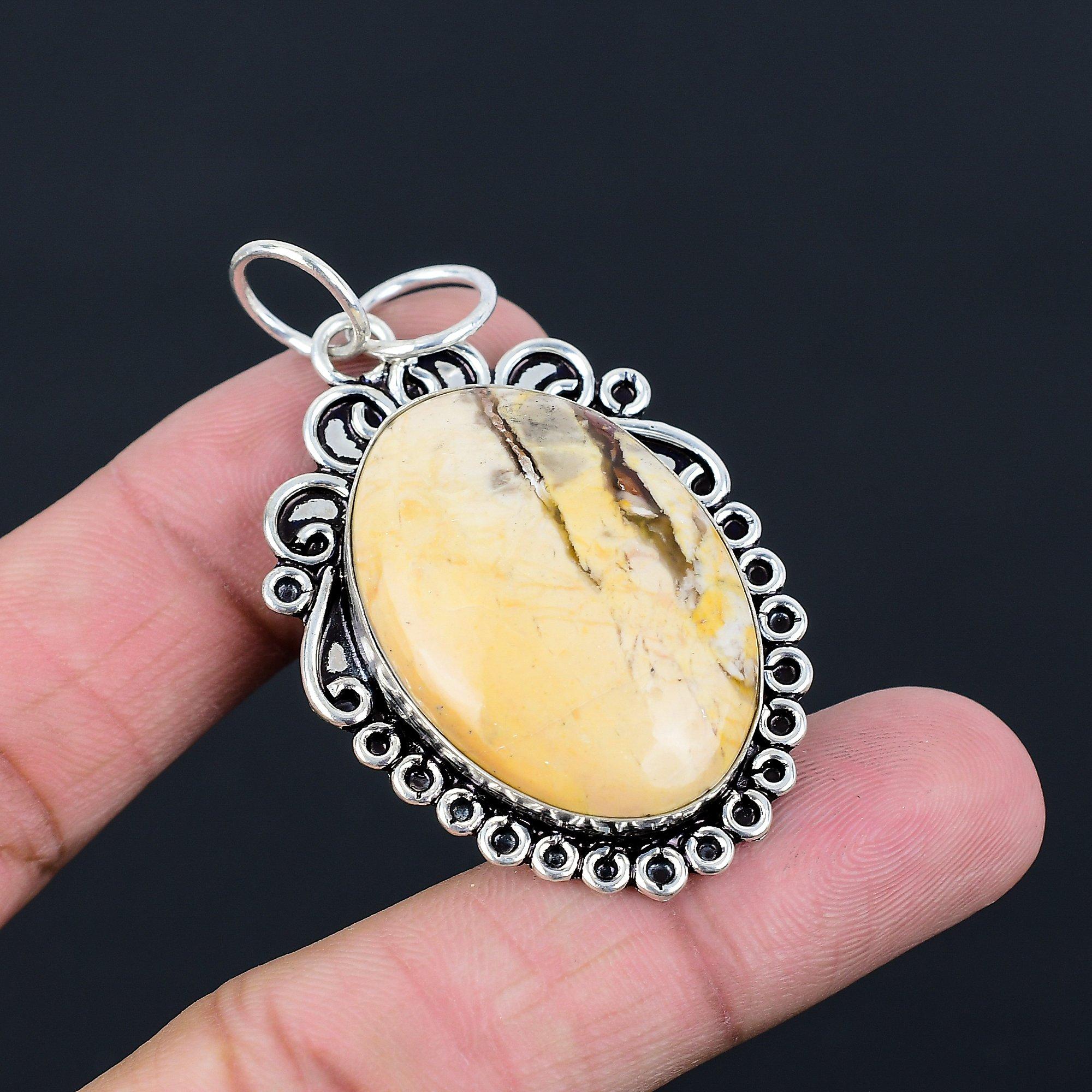 

Oval Brecciated Mookaite Stone Art Deco Elegant Bezel Pendant Jewelry 925 Silver