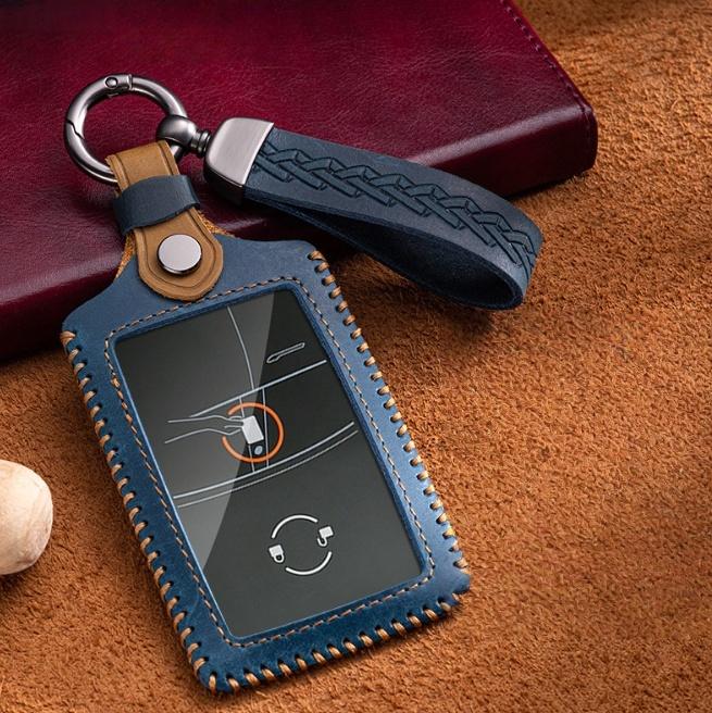 

Кожа Crazy Horse для Tesla Model 3 Y 2023 Чехол-протектор для ключей автомобиля Полная защита Аксессуары синий