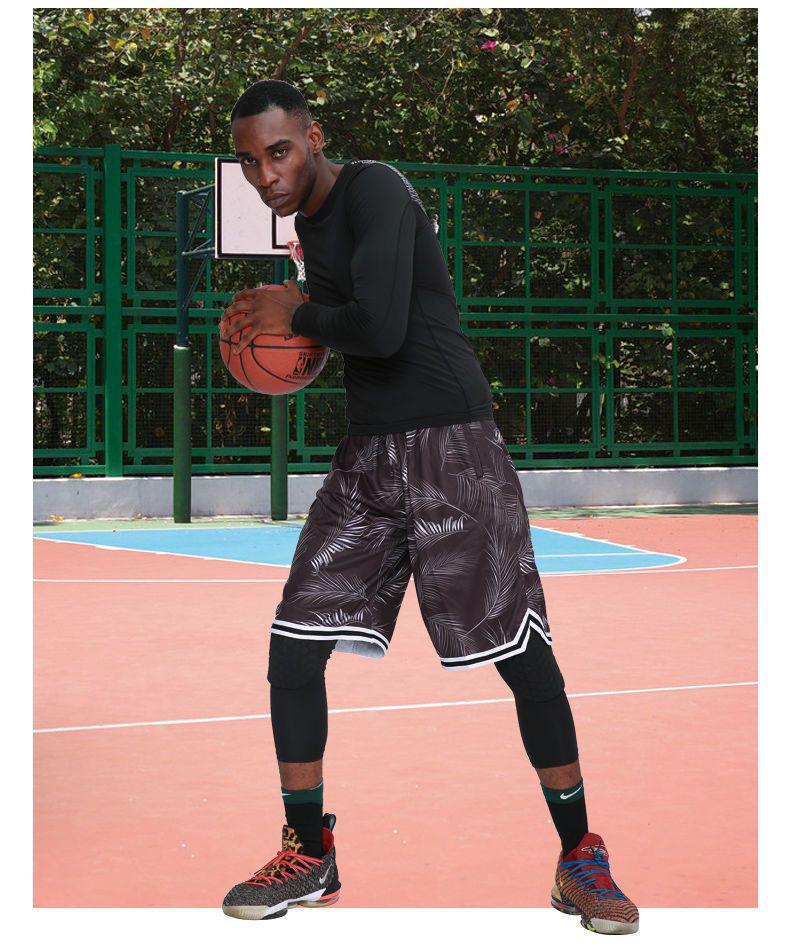 Men's Seven-Point Honeycomb Compression Basketball Pants with Knee Protection
