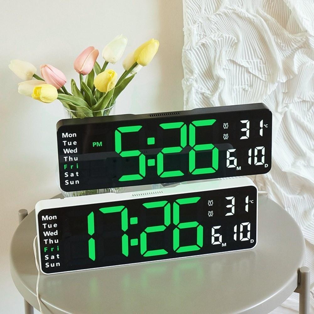 

Wall-mounted LED Digital Wall Clock Temperature Electronic Clocks for Bedroom Decor black-pink