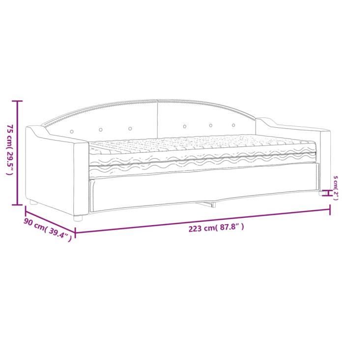 VidaXL Lit de jour avec matelas crème 80x200 cm tissu 3197511