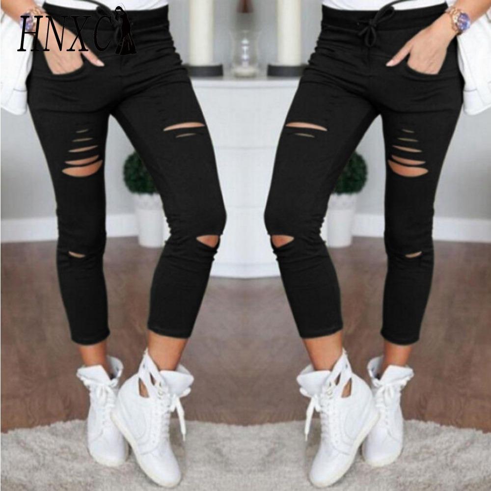 HNXC Women's Fashion Casual Solid Color Print Pants & Capris