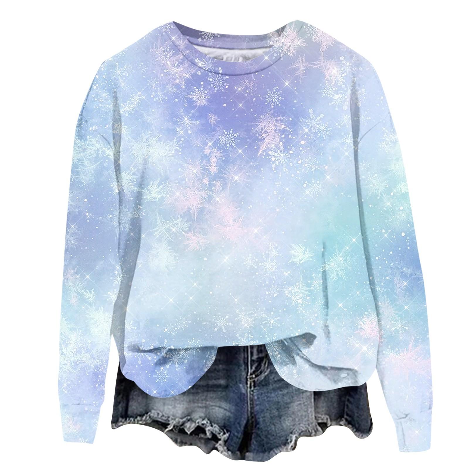 Женская модная рождественская принтованная толстовка с длинным рукавом и круглым вырезом — фото 6