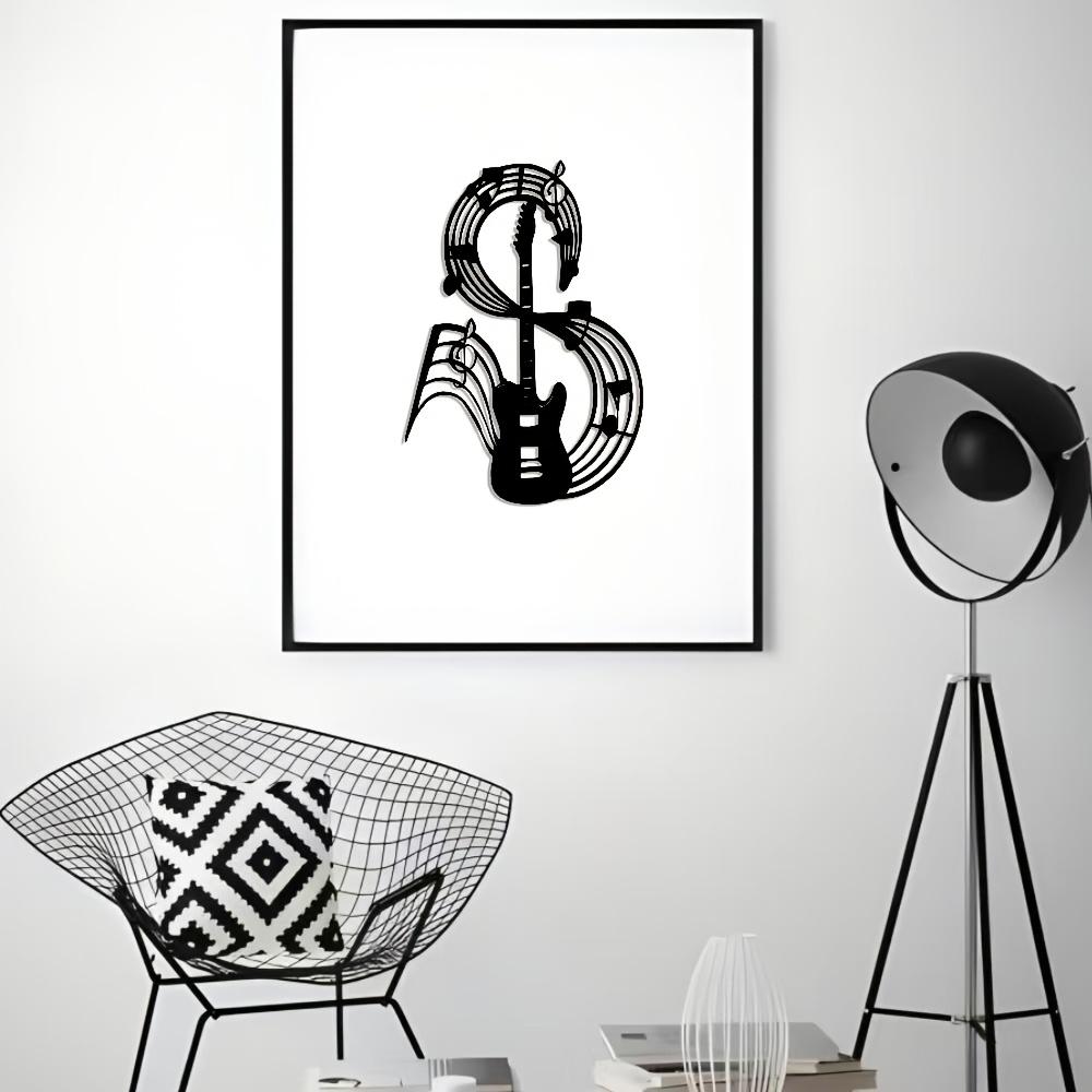 Iron Metal Pipa Wall Art, Musical Staff Decor, Minimalist Design for Living Room Office Kitchen Cafe Home, Christmas Gift