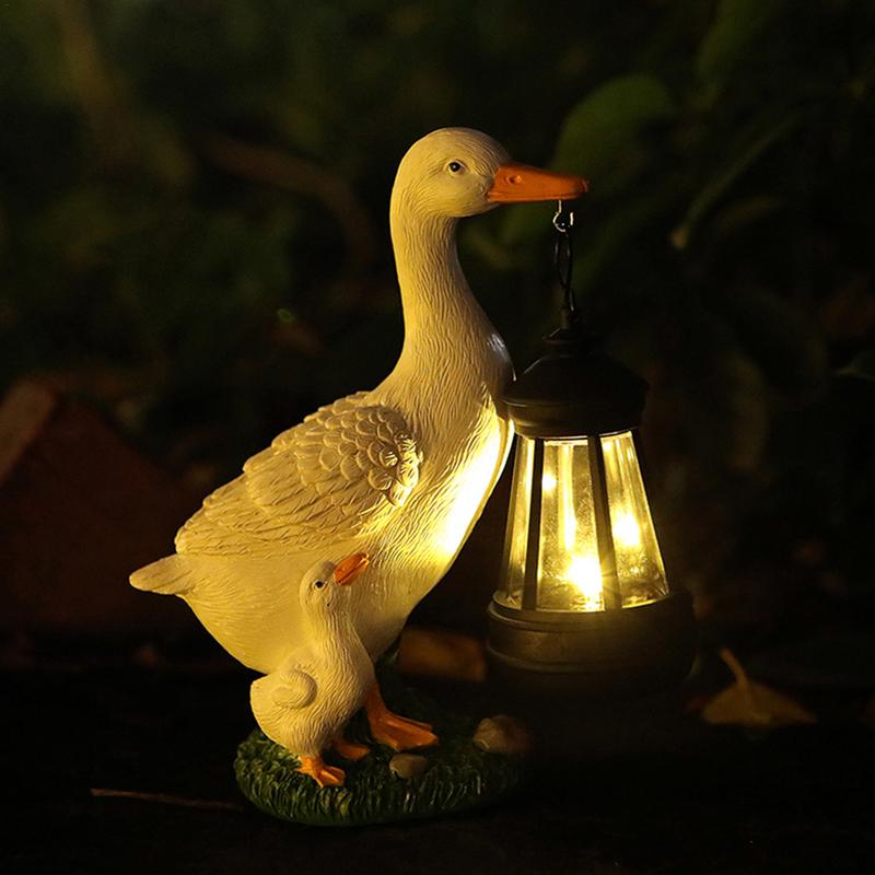 Solar Garden Statue Duck Solar Lantern Outdoor Home Decoration Cute Duck Statue With Solar Lantern For Lawn Patio Courtyard