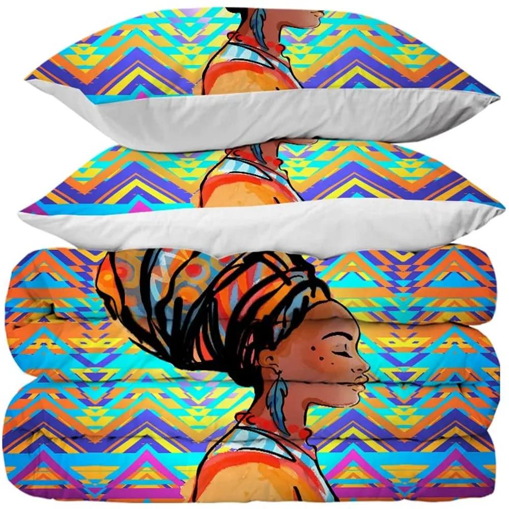 Tribal Woman Duvet Cover Colorful Ethnic African Woman Comforter Cover Pillowcase Double Queen King Size Polyester Qulit Cover
