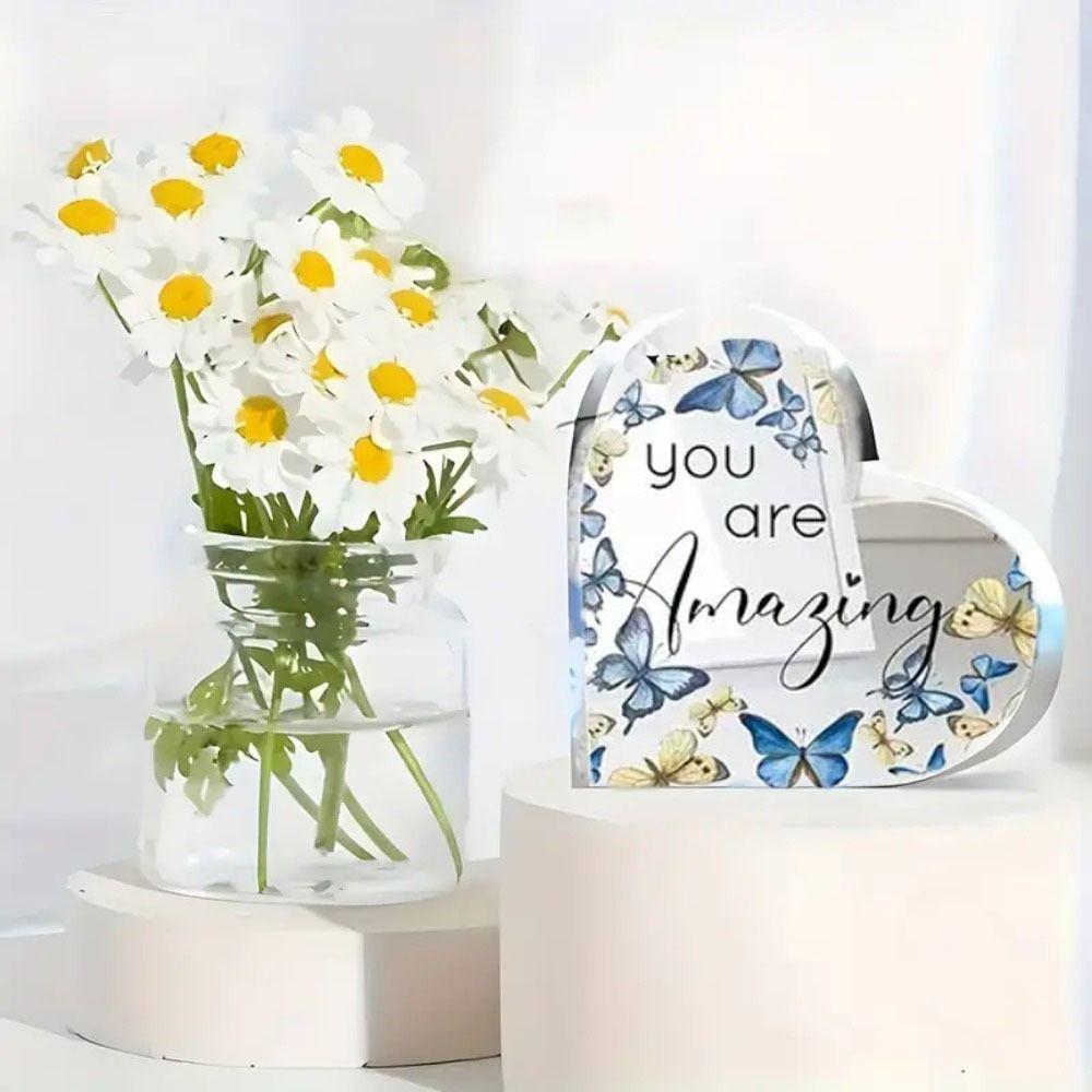 

Multipurpose Acrylic Heart Decor Sign Exquisite Family Desk Ornaments Valentine s Day style B