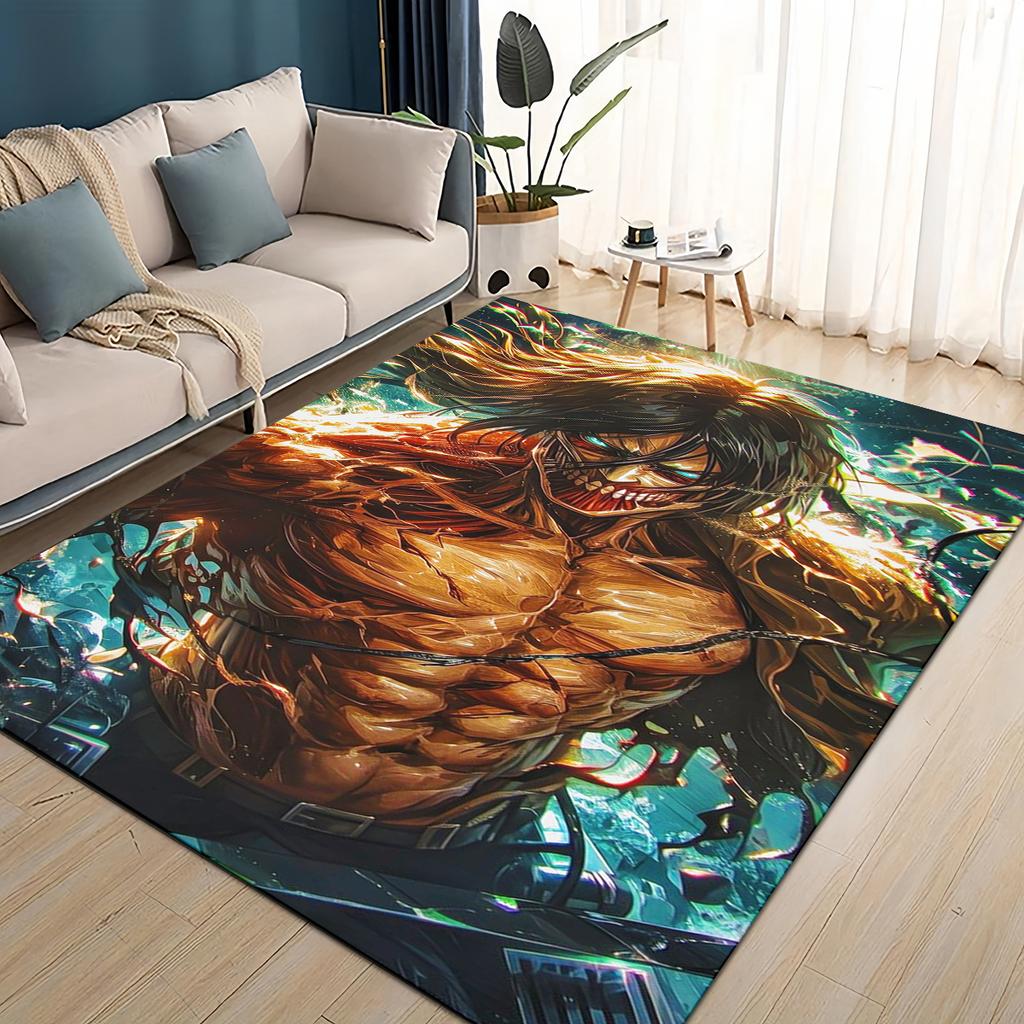 3D Cartoon Attack On Titan Eren Mikasa Anime Carpet Rug for Living Room Bedroom Home Sofa Decoration,kid Play Non-slip Floor Mat