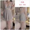 Women's Plus Size Lace Deep V Padded Backless Cami Sleep Dress with Robe Lounge Set