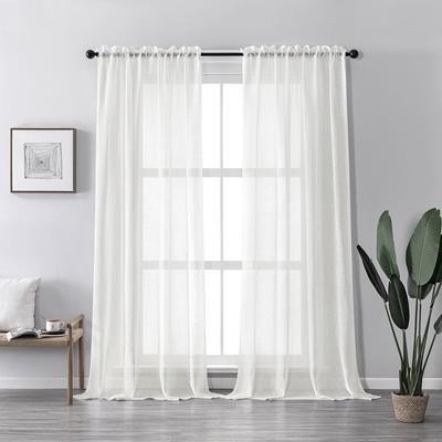 Slender Cross Bamboo Linen Polyester Gray Window Screen Finished Balcony Curtain Sand, Window Screen Is Opaque