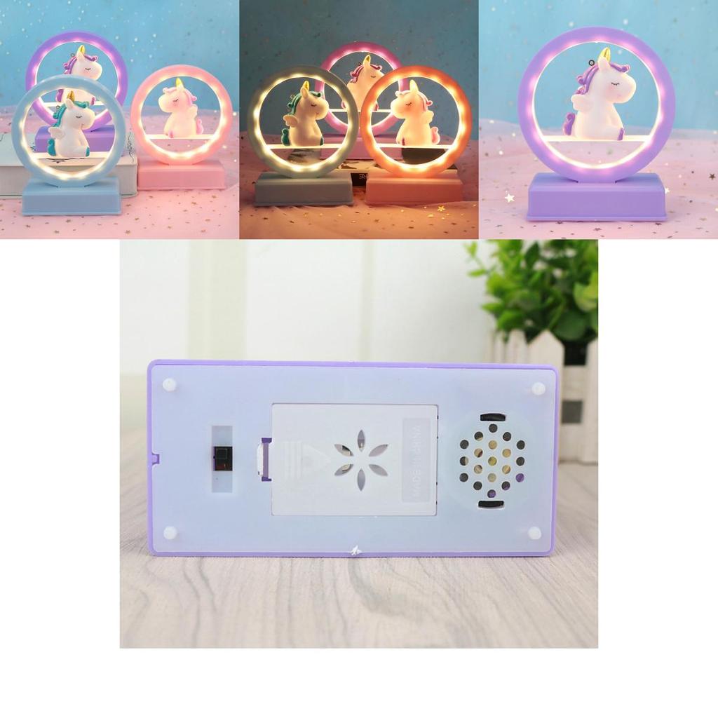 Cute Cartoon Unicorn Led Night Light Music Box Desktop Decor Ornament For Romantic Occasion And Decor