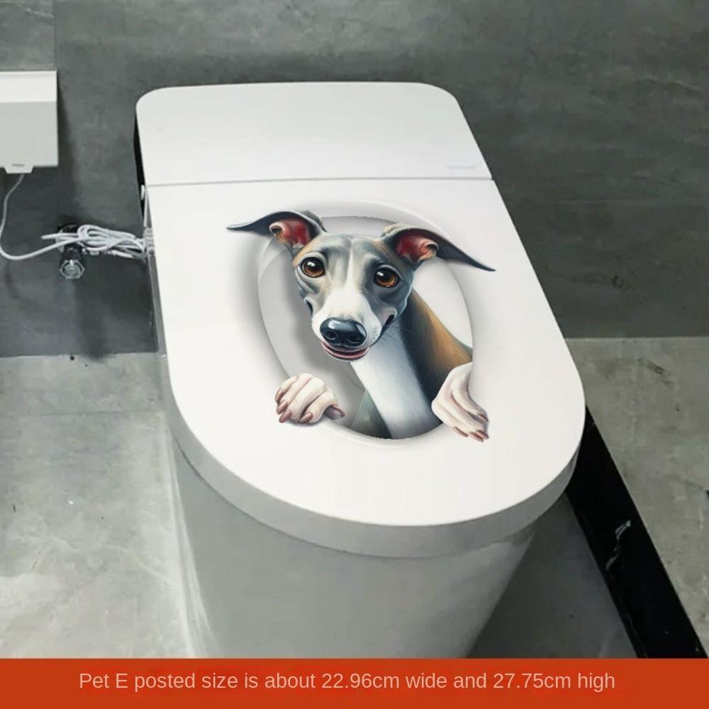 3D Katze Hund Wandaufkleber PVC Toilettensitz Aufkleber Lustige Toilettenaufkleber Heimdekoration