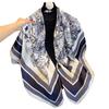 110cm Versatile Women’s Imitation Silk Scarf - Large, Printed, Decorative, Sunscreen Shawl