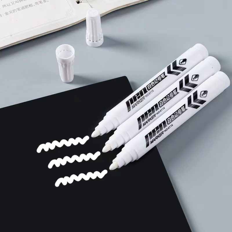 White Permanent Oil-Based Marker Pen Waterproof Fade-Resistant Bold Tip Paint Pen for Coding