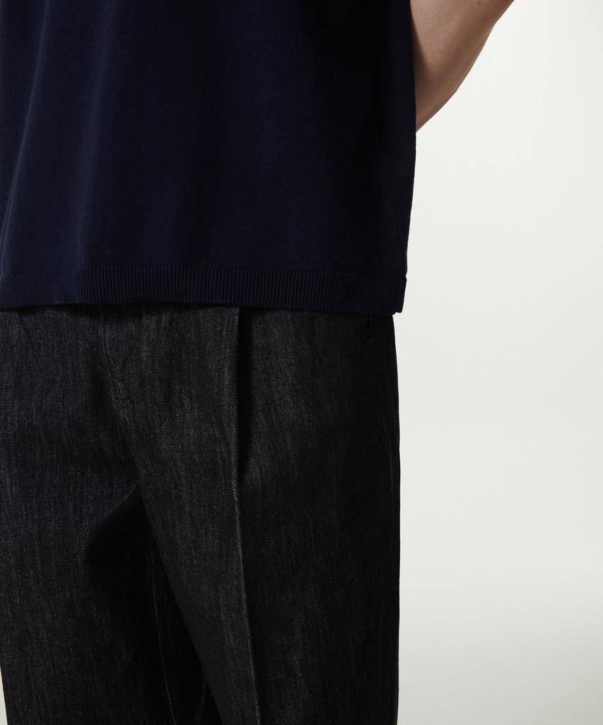 Musinsa Standard Contrast Collar Knitted Polo Shirt [Navy]