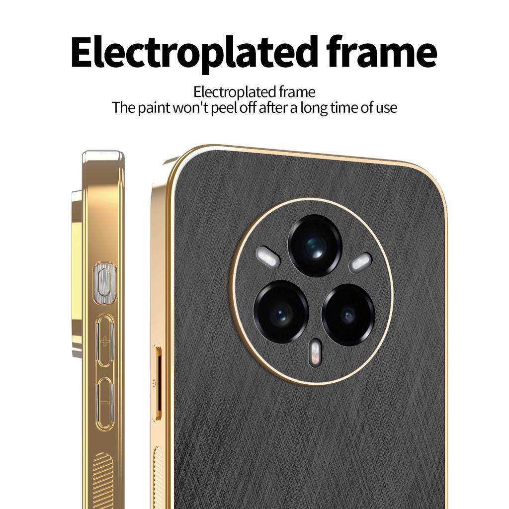 KADEM For Realme 14 Pro 5G Case Electroplating Silk Texture PU+TPU Phone Back Cover