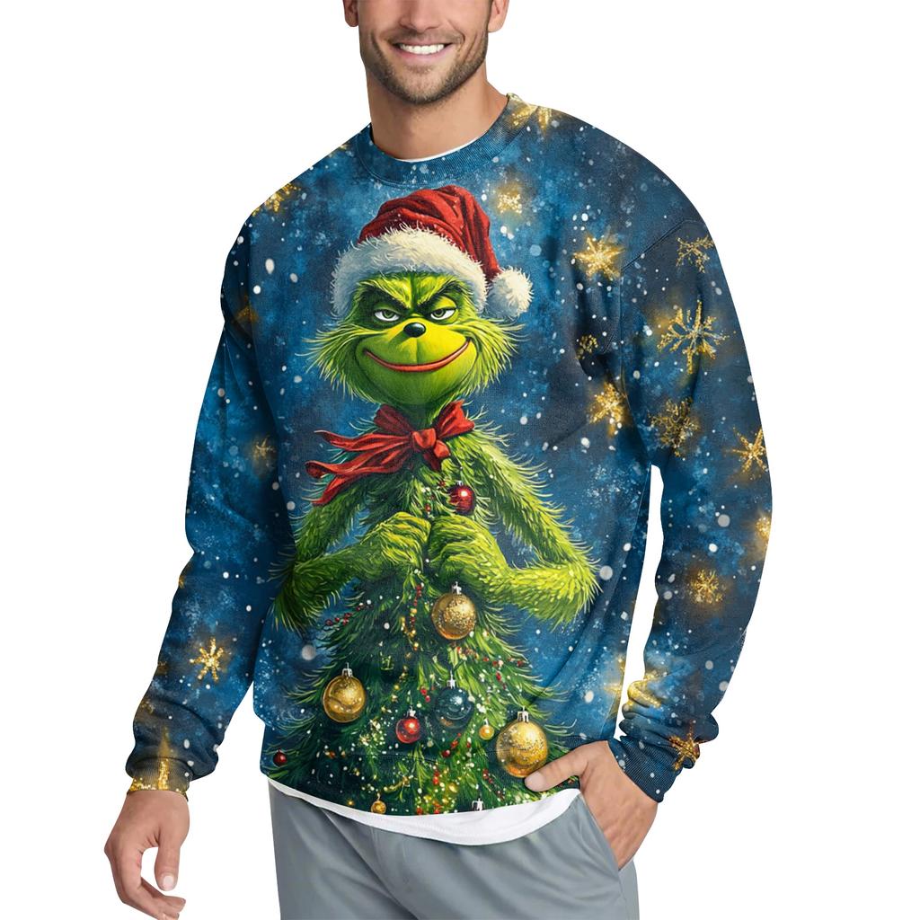 Men's Casual Fashion Printed Round Neck Pullover Sweatshirt