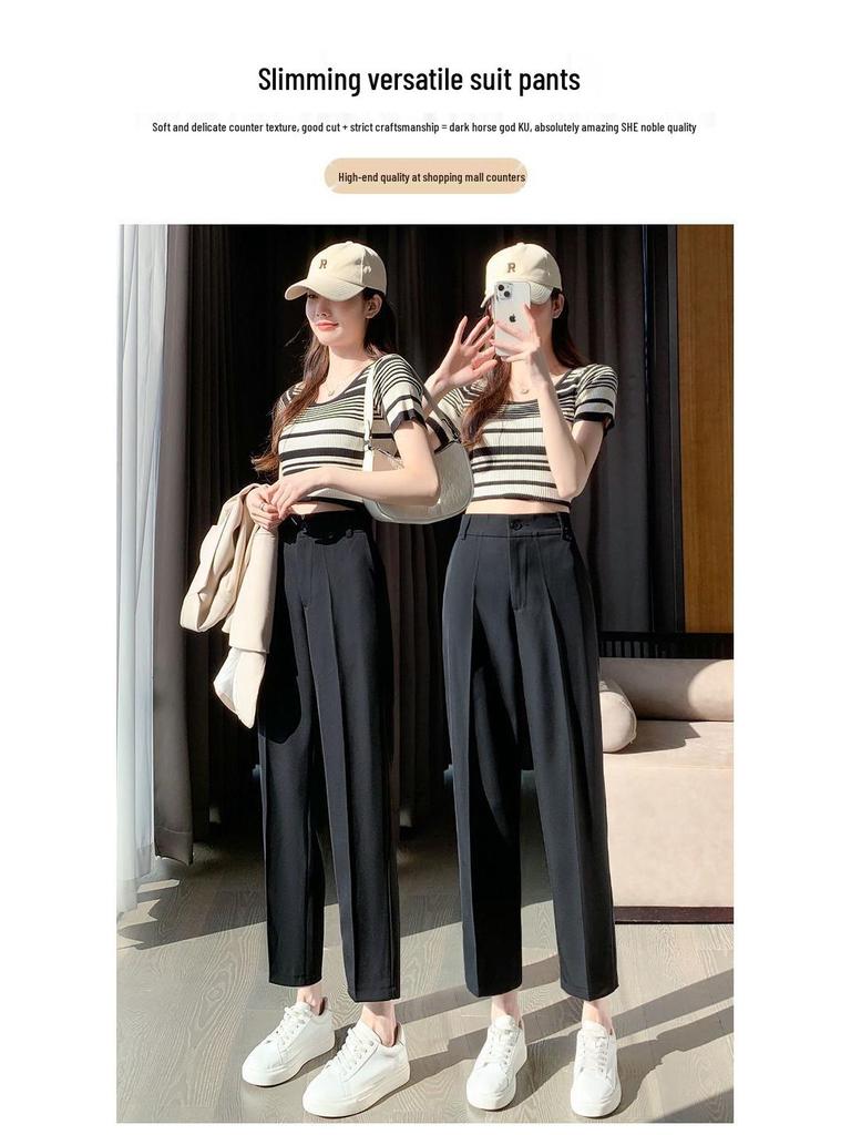 Women's High Waist Slimming Fleece-Lined Straight-Leg Harem Pants for Winter 