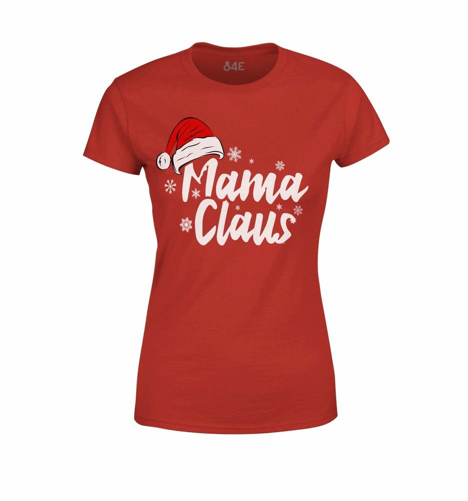

S4E Women s Mama Claus T-Shirt Fun Santa Family Christmas Shirts 4XL