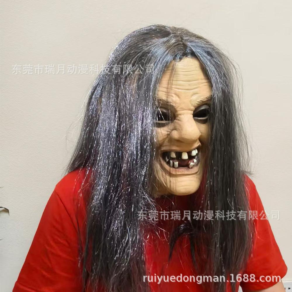 Halloween Green Face Witch Mask Evil Witch Dress Up Mask Haunted House Party Carnival Night Theme