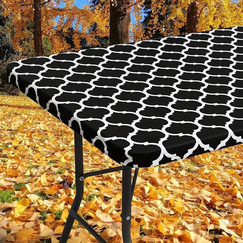 1PC 72x30in Elastic Fitted Tablecloth Oil-proof Wipeable Table Cover for Party Decoration Picnic Camping Outdoor Manteles