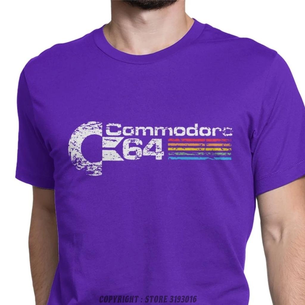 Retro Commodore 64 Koszulki T-shirt Nowe Czysta Bawełna Koszulki C64 Amiga Komputerowy Geek Nerd Koszulki 3D Dekolt O Koszulki