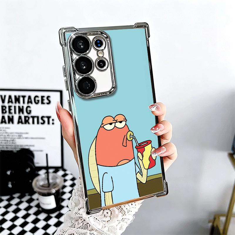 

Funny Cartoon Ugly Fish Soft Phone Case For Samsung Galaxy S26 Ultra S25 Edge S24 FE S23 Plus S22 S21 + S20 Plating Anti-Fall Fu Samsung S21 Ultra