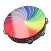 Handheld Tambourine 10 Inch Double Layer Bell Piece Solid Wood and PET Hand Held Drum Colorful