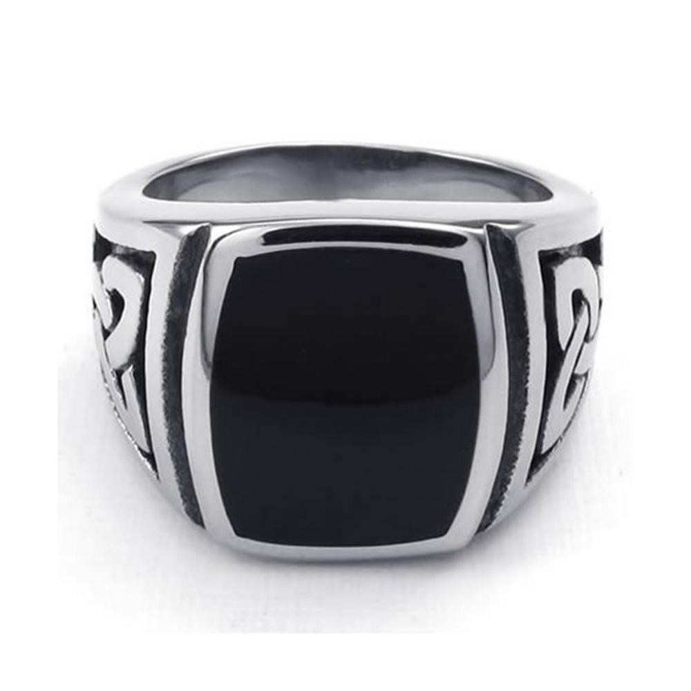 Nordic Viking Celtic Knot Black Stainless Steel Retro Men's Ring
