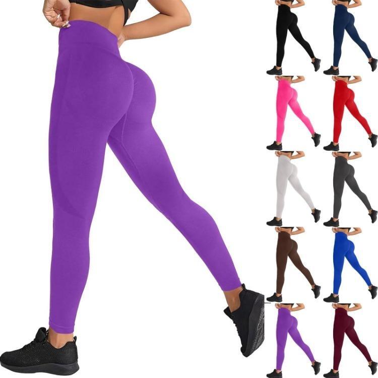 Pantalones de Yoga de Cintura Alta para Mujer Sin Costuras Levanta Glúteos Ajustados Fitness Mallas Casuales
