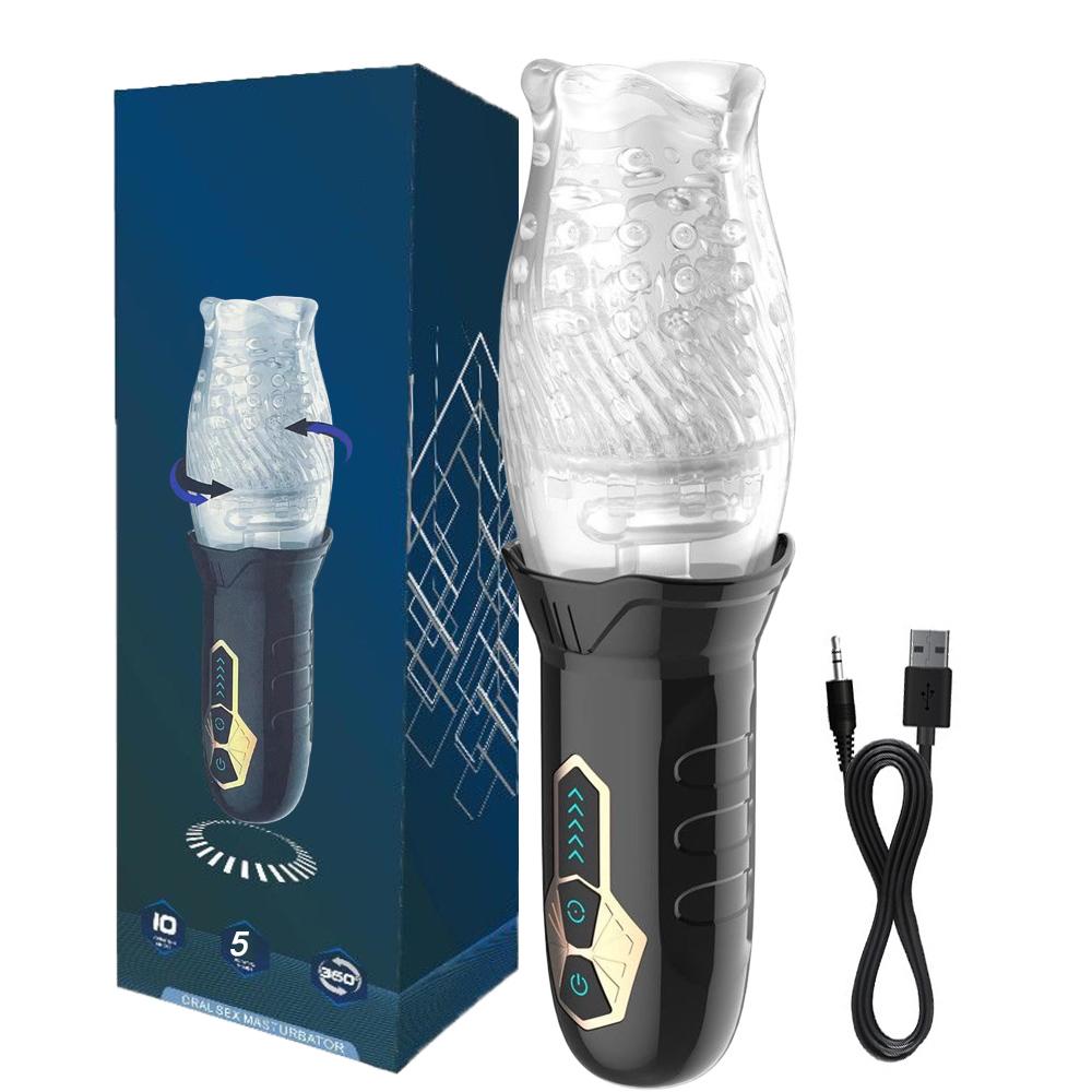 Automatic Male Masturbator Cup Rotation Silicone Vagina Vibrator Masturbation Erotic Sex Toy for Men Mastubator Blowjobs Machine