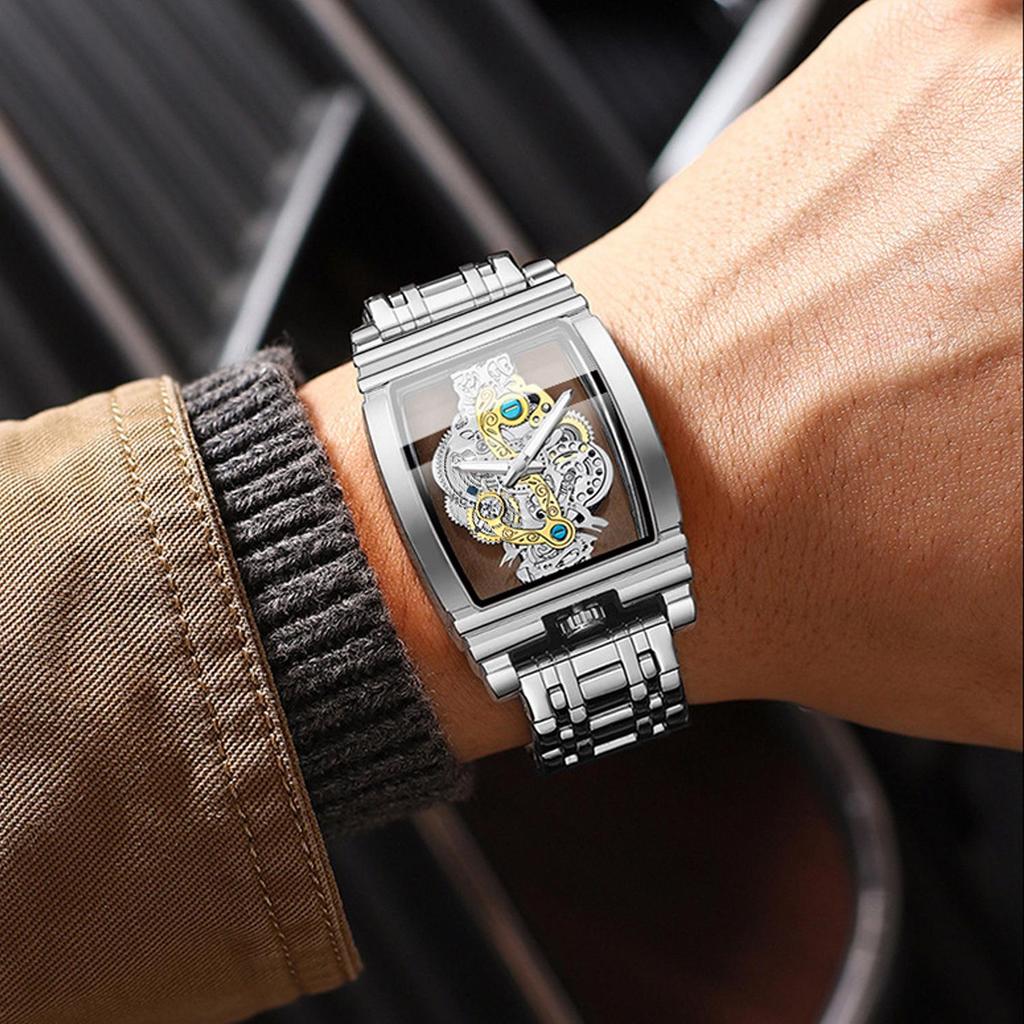 Men's Fashion Tourbillon Genuine Leather Motorcycle Watch - Waterproof & Luminous