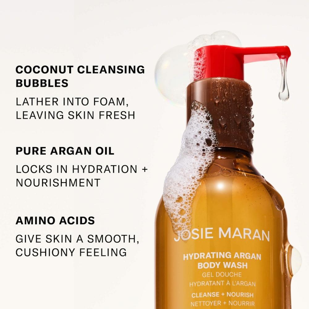 Josie Maran Golden Hour Hydrating + Cleansing Argan Refillable Body Wash 8.45 Oz 250 Ml