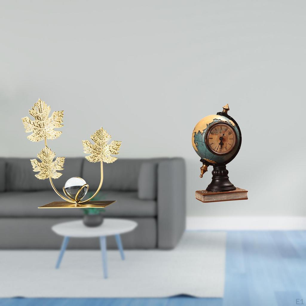 Globe Statue Bookshelf Sculpture Table Clock Collectible Ornament Bedroom Holiday Decorative Modern