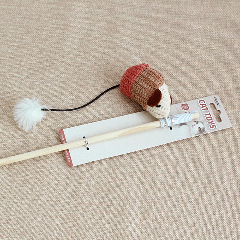 Mouse Teasing Cat Stick Interactive Play Kitten Rope Plush Ball Pet Toy Sound Paper Star Wood Funny Cat Stick