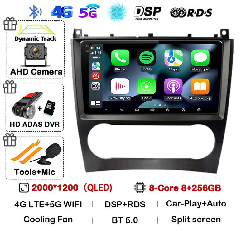 Android 14 Carplay Auto Car Radio For Benz W203 W209 C180 C200 C220 C230 Video Multimediale Player Auto Autoradio GPS 360 Camera