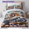 Indian Chiel Motor Pattern Bedding Quilt Set Quilt Cover Pillowcase Home Decoration Gift (1 * Duvet Cover + 2 * Pillowcase, Without Core)